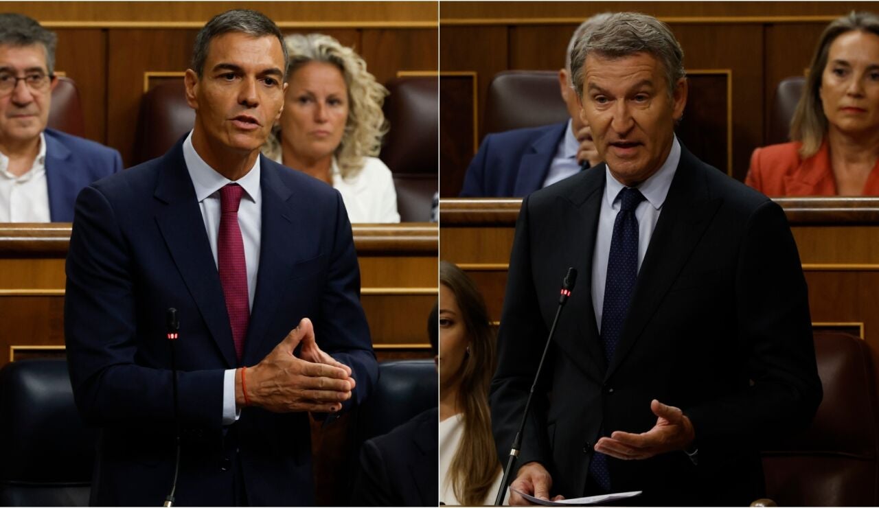 Pedro S&aacute;nchez y Alberto N&uacute;&ntilde;ez Feij&oacute;o, durante la primera sesi&oacute;n de control del Congreso del curso pol&iacute;tico