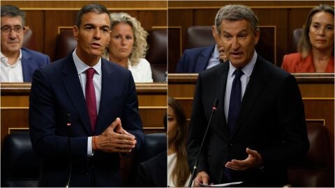 Pedro S&aacute;nchez y Alberto N&uacute;&ntilde;ez Feij&oacute;o, durante la primera sesi&oacute;n de control del Congreso del curso pol&iacute;tico