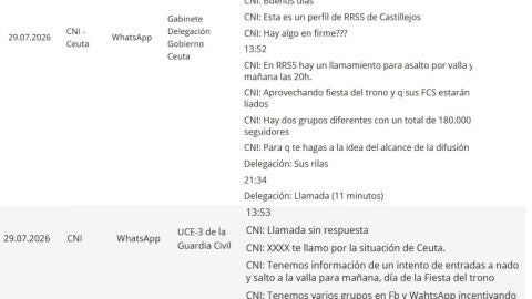 Pantallazo de los documentos desclasificados por el Gobierno