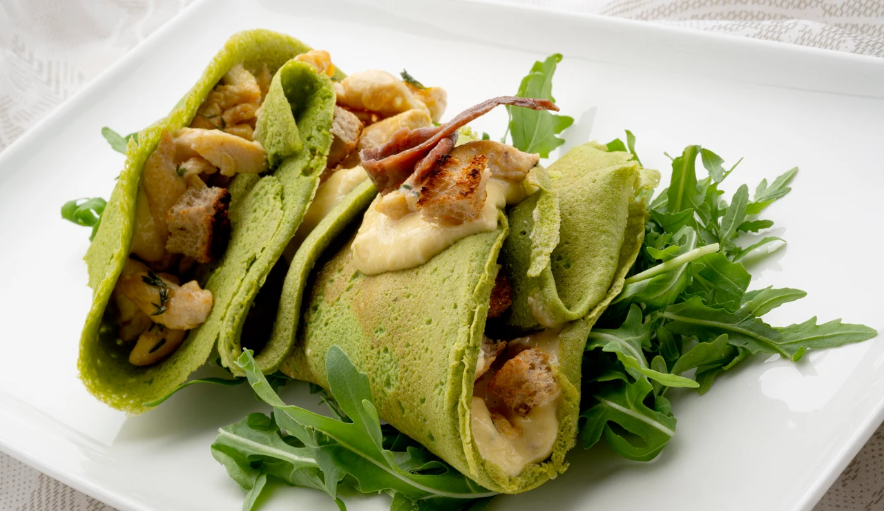 Crepes de espinacas y pollo César, por Joseba Arguiñano