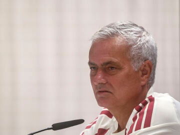 Jos&eacute; Mourinho, en la rueda de prensa en Valdebebas