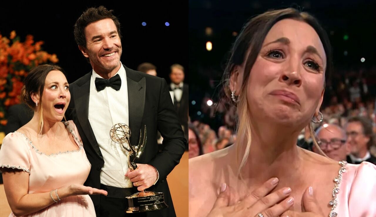 Tom Pelphrey y Kaley Cuoco en los Emmy