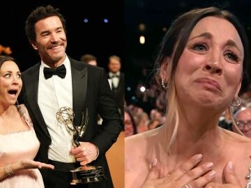 Tom Pelphrey y Kaley Cuoco en los Emmy