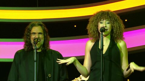 Joaqu&iacute;n Padrilla y Tayra en La ruleta de la suerte noche