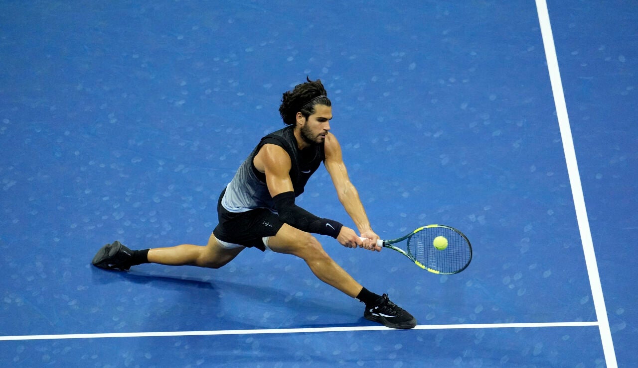 Carlos Alcaraz, en su partido ante Ben Shelton en el US Open