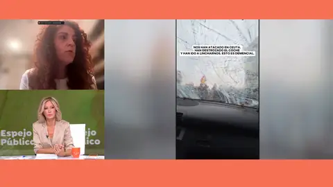 Víctima de una agresión dentro del coche por parte de grupos de manifestantes ceutís Víctima de una agresión dentro del coche por parte de grupos de manifestantes ceutís