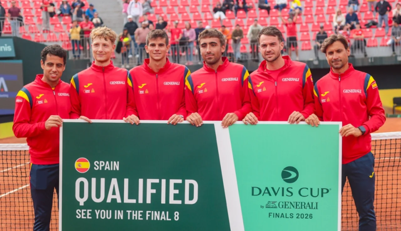 El equipo español de Copa Davis tras clasificarse a la fase final de la Copa Davis