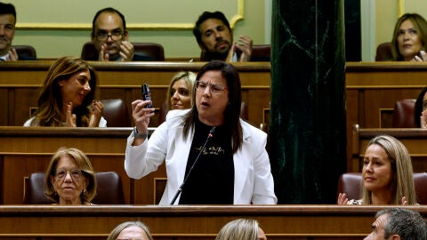 La diputada del PP Ana V&aacute;zquez con un espray de gas pimienta en el Congreso