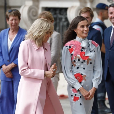 La reina Letizia y Brigitte Macron