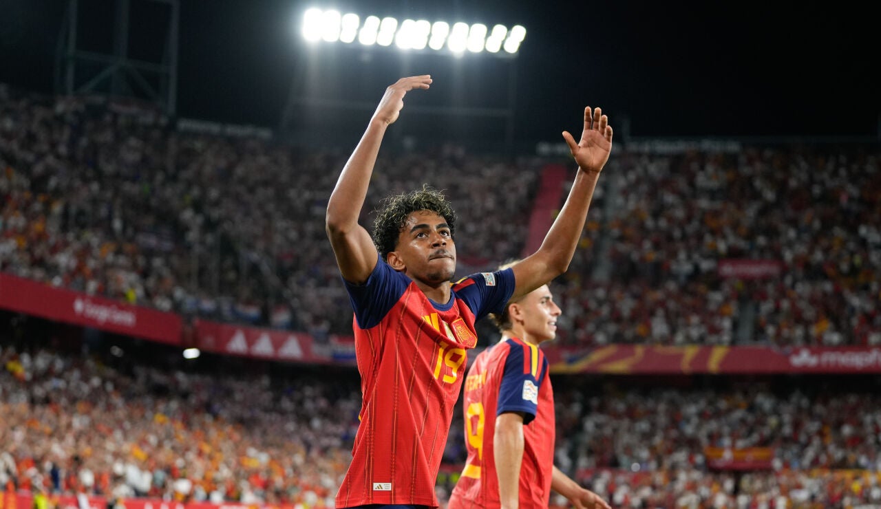 Lamine Yamal en el Espa&ntilde;a-Croacia de la Nations League.