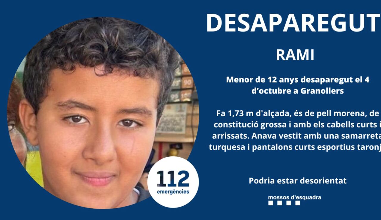 Rami, un menor desaparecido en Granollers
