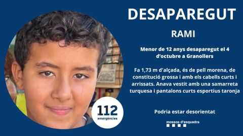 Rami, un menor desaparecido en Granollers
