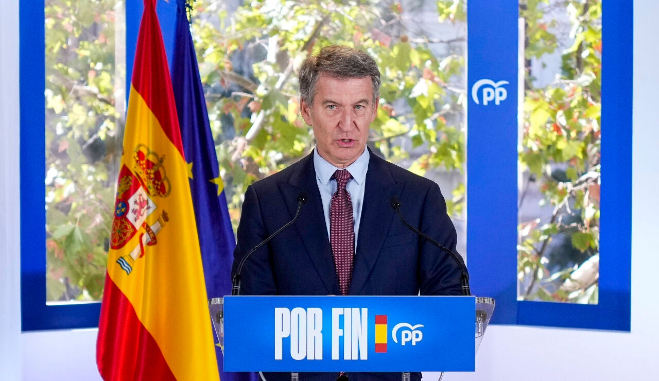 El l&iacute;der del PP, Alberto N&uacute;&ntilde;ez Feij&oacute;o da una rueda de prensa tras la Junta Directiva Nacional del Partido Popular 