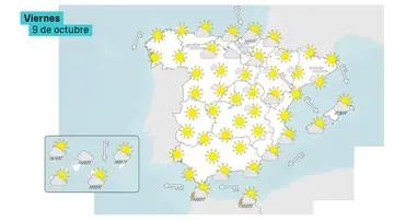 Mapa de las temperaturas del viernes, 9 de octubre Mapa de las temperaturas del viernes, 9 de octubre