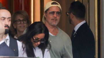 Brad Pitt y su novia Ines de Ramon en Madrid