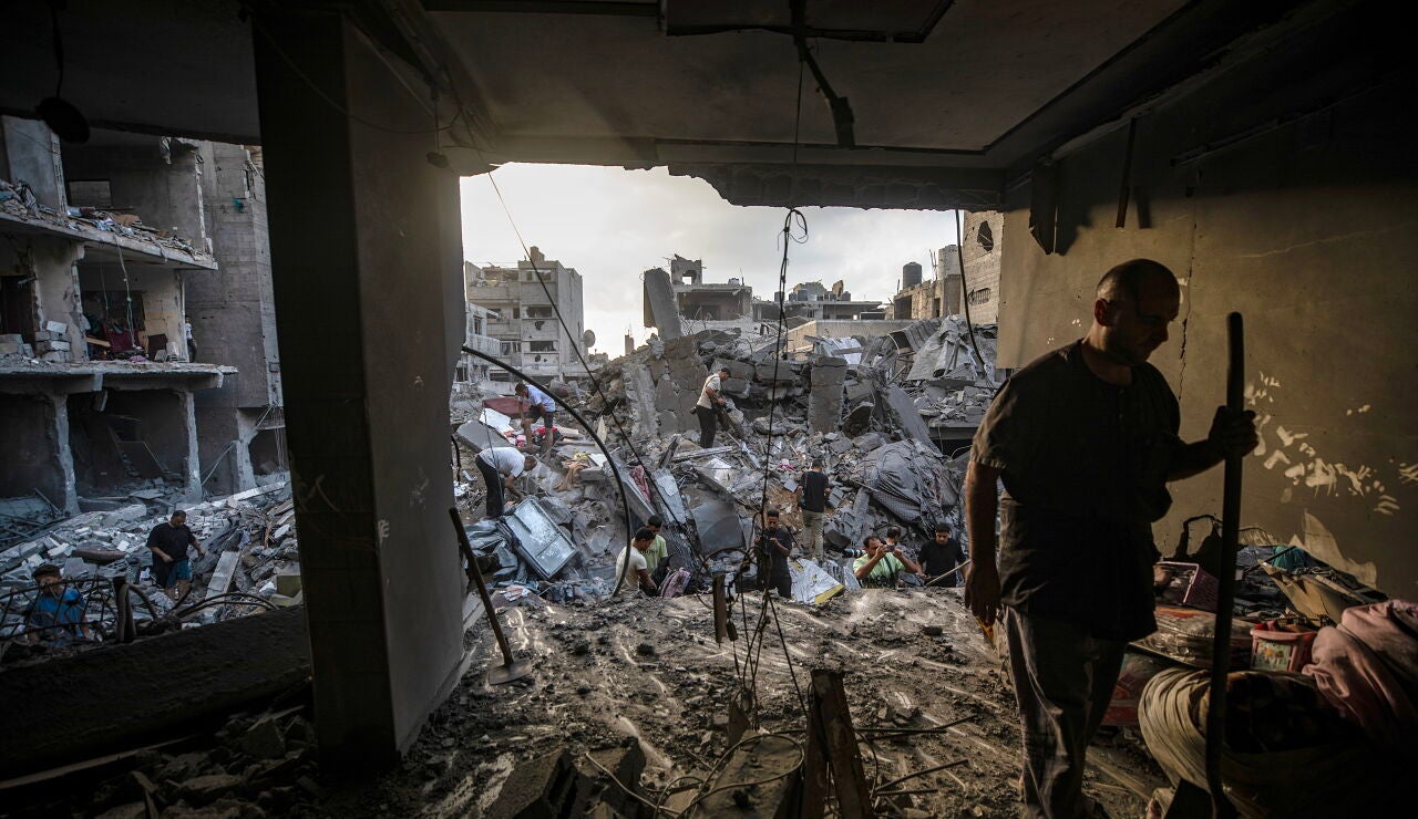 Imagen de un edificio destruido en Gaza