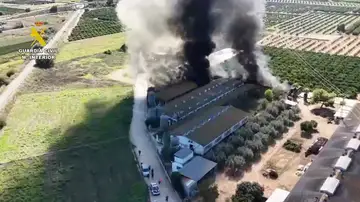 Incendio en una granja de Benaguasil, en Valencia Incendio en una granja de Benaguasil, en Valencia