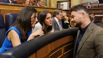 Imagen de Ione Belarra, Irene Montero y Gabriel Rufián Imagen de Ione Belarra, Irene Montero y Gabriel Rufián