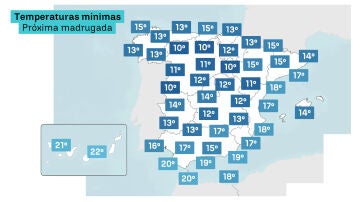 Temperaturas mínimas para el martes 13 de octubre