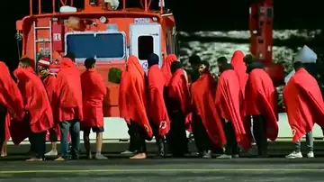 Migrantes llegados en patera a Canarias Migrantes llegados en patera a Canarias