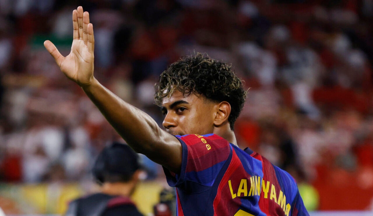 Lamine Yamal, en un partido del Barcelona