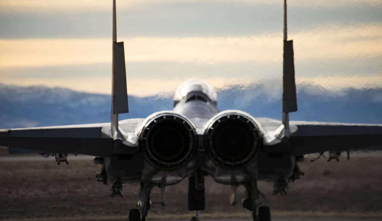 Un caza F15 Strike Eagle de la Fuerza A&eacute;rea de Estados Unidos