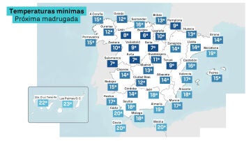 Mapa de las temperaturas mínimas