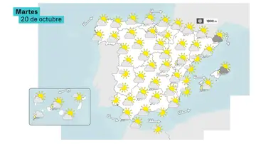 La previsión para el martes 20 de octubre La previsión para el martes 20 de octubre