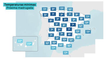 Mapa de las temperaturas mínimas