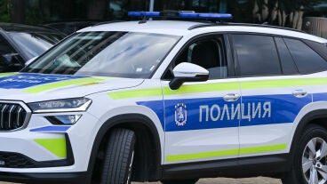 Coche de polic&iacute;a en Sof&iacute;a, Bulgaria