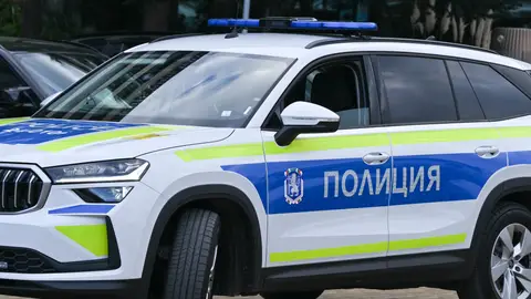 Coche de policía en Sofía, Bulgaria Coche de policía en Sofía, Bulgaria