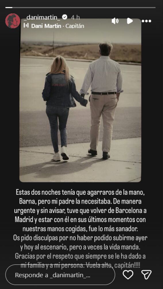 Dani Martín anuncia la muerte de su padre