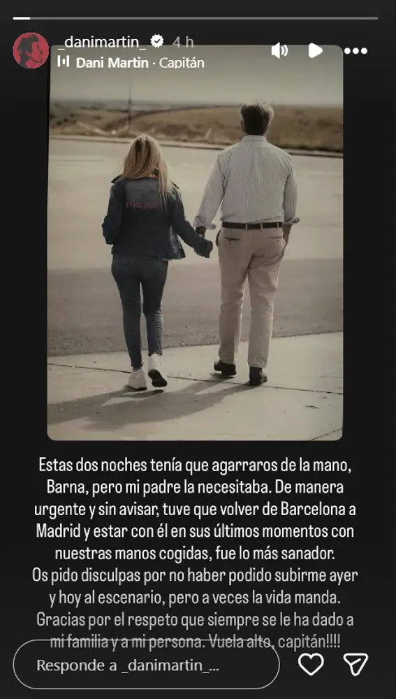 Dani Martín anuncia la muerte de su padre Dani Martín anuncia la muerte de su padre