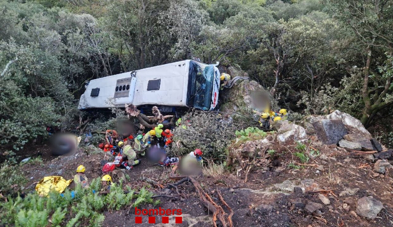 Imagen del accidente del autob&uacute;s en Barcelona
