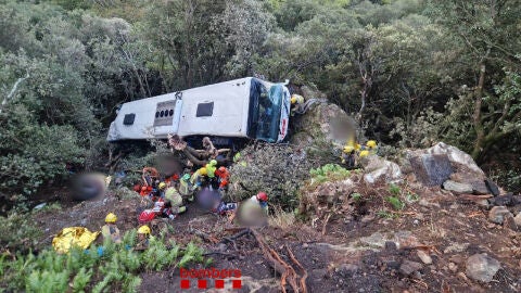 Imagen del accidente del autob&uacute;s en Barcelona