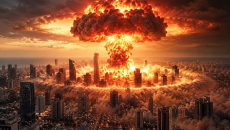 Imagen creada con IA para mostrar un ataque nuclear sobre Tel Aviv
