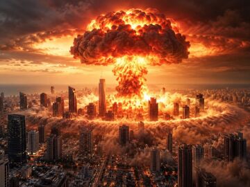 Imagen creada con IA para mostrar un ataque nuclear sobre Tel Aviv