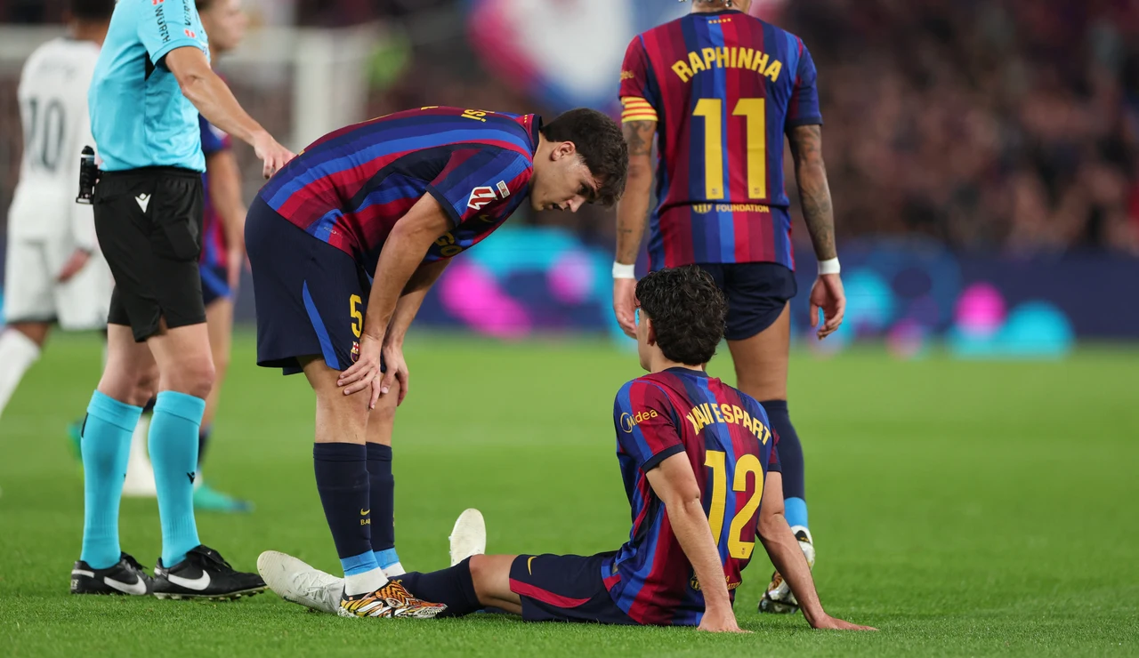 Xavi Espart, en el momento de caer lesionado ante el Real Madrid
