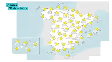 Mapa de previsión para el viernes Mapa de previsión para el viernes