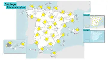 Mapa de previsión para el domingo Mapa de previsión para el domingo