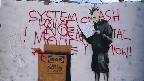 Uno de los grafitis de Bansky
