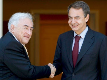 Zapatero con Strauss-Kahn