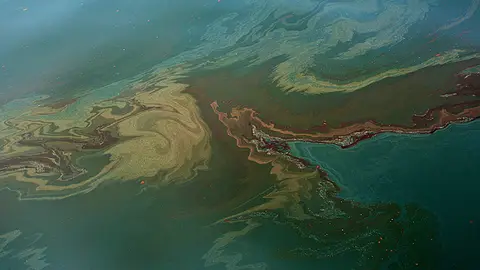 Imagen aérea de la mancha de petróleo en el Golfo de México Imagen aérea de la mancha de petróleo en el Golfo de México