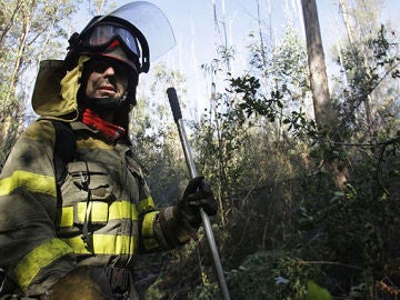 Un brigada tras controlar el incendio Un brigada tras controlar el incendio