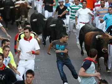 Los toros de Victoriano del Río en el encierro Los toros de Victoriano del Río en el encierro