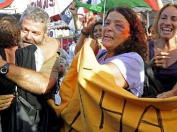 Los activistas a su llegada a Las Palmas