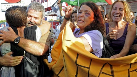 Los activistas a su llegada a Las Palmas