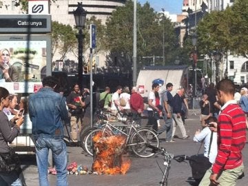 Quema de basuras en Barcelona