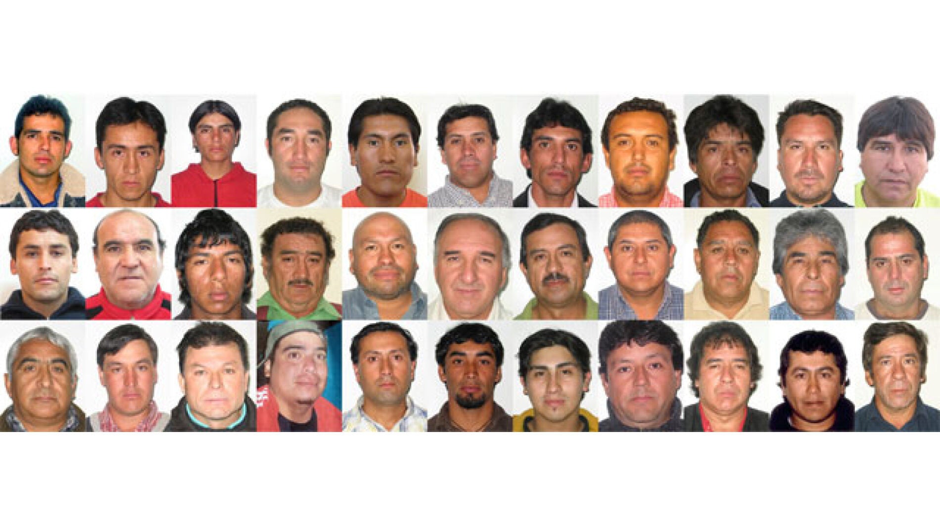 Los 33 mineros encerrados en la mina de San Jos&eacute;