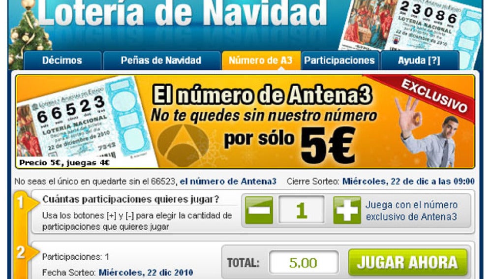El número de antena 3 para Navidad